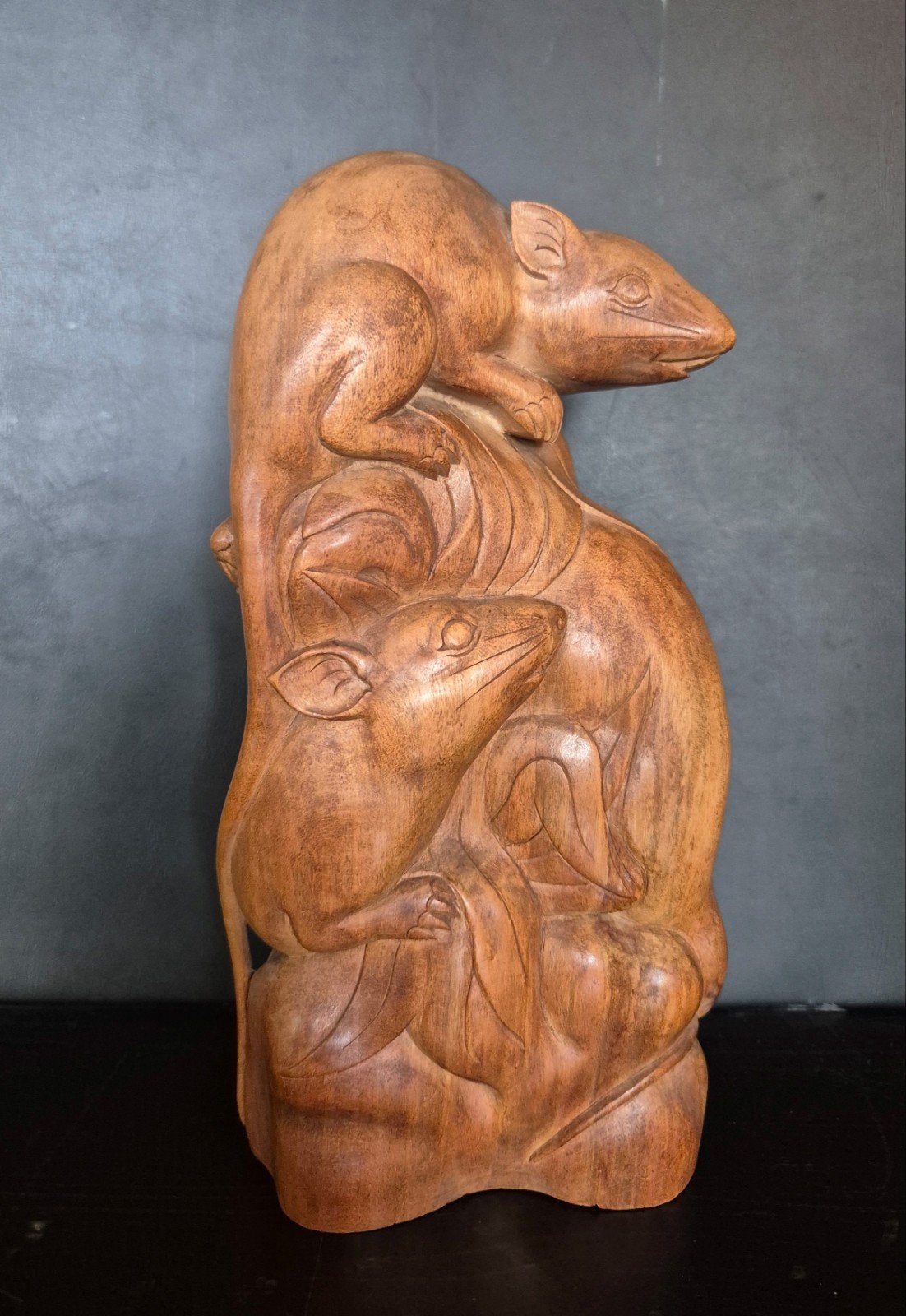 I Wayan Pendet Bali deco beeld met 3 ratten, Ophalen of Verzenden