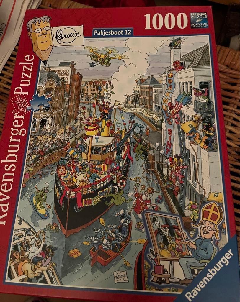Ravensburger Fleroux Pakjesboot  1000 st amsterdam 925st, Ophalen of Verzenden, 500 t/m 1500 stukjes, Zo goed als nieuw, Legpuzzel
