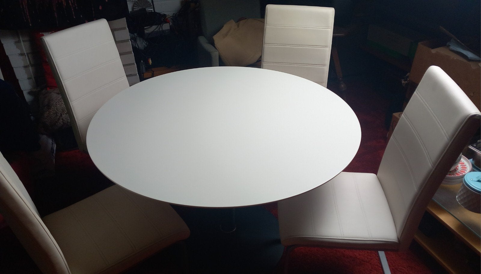 Ronde eettafel met 4 stoelen - diameter 110 cm, Huis en Inrichting, Tafels | Eettafels, Gebruikt, 100 tot 150 cm, 100 tot 150 cm