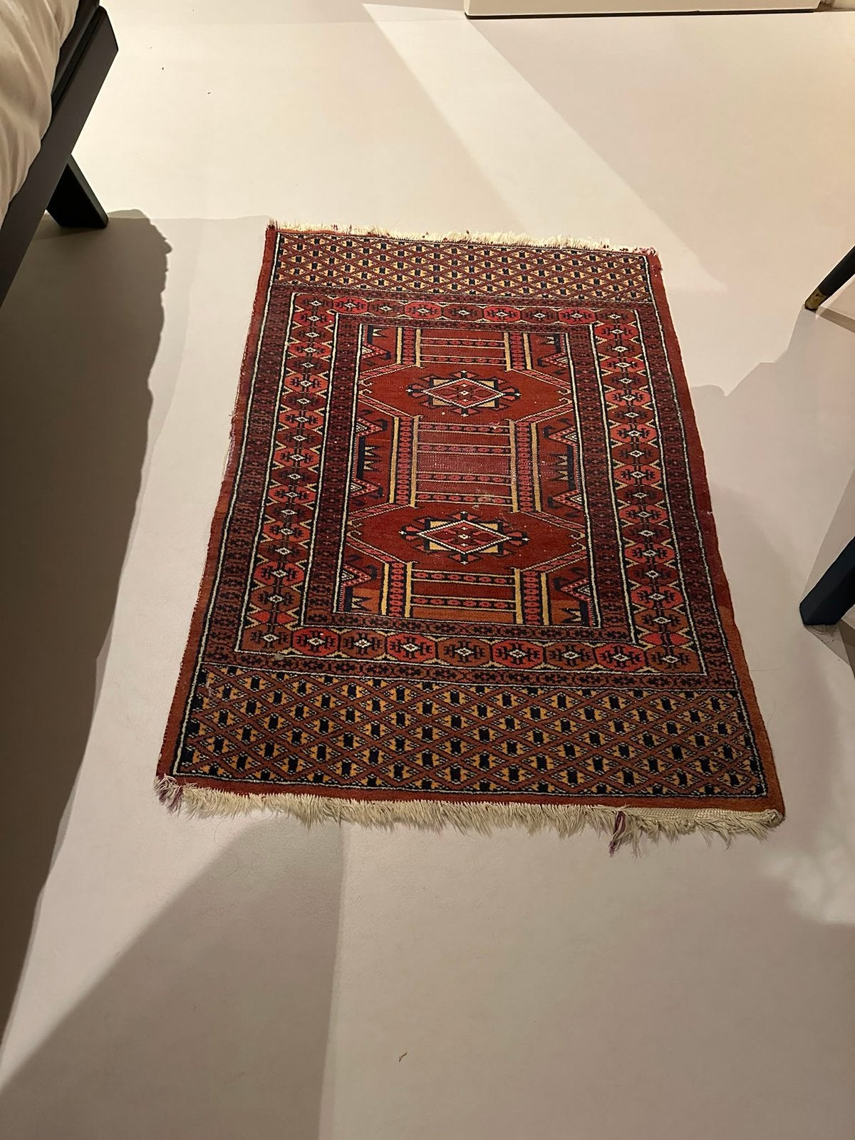 Vintage Perzisch kleedje 90  62 cm – rood/bruin, Huis en Inrichting, Stoffering | Tapijten en Kleden, Gebruikt, Bruin, Rechthoekig