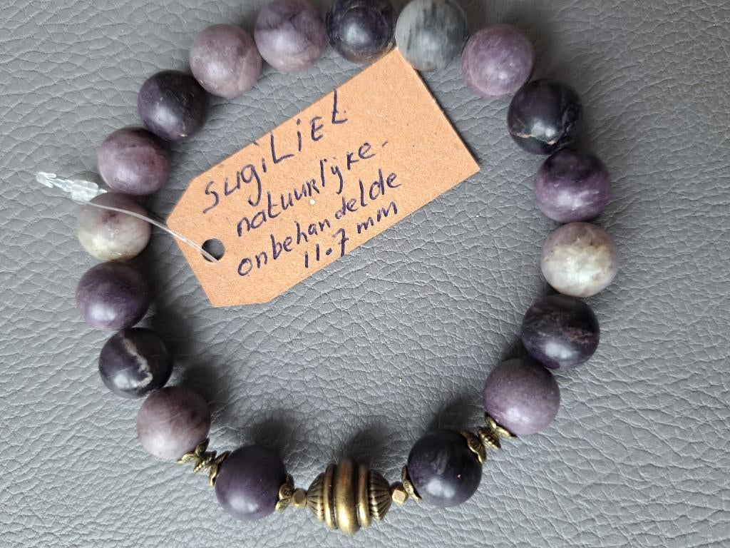 722 Edelsteen armband van niet gepolijste Sugiliet 11.7mm, Paars, Nieuw, Ophalen of Verzenden, Elastiek