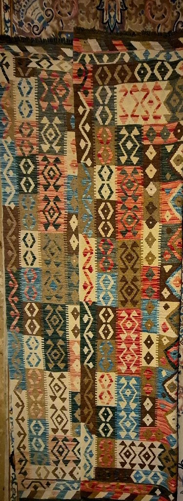 mooie multicolor perzisch, oosterse kelim tapijt, 150 tot 200 cm, 200 cm of meer, Ophalen of Verzenden, Zo goed als nieuw