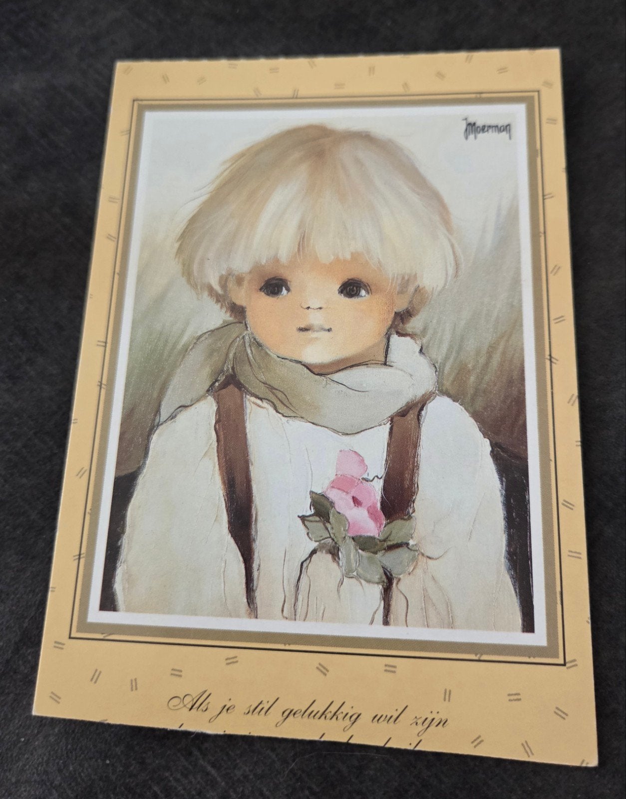 Vintage Ansichtkaart J. Moerman - Jongen met Roos, Verzenden, 1960 tot 1980, Ongelopen, Kinderen