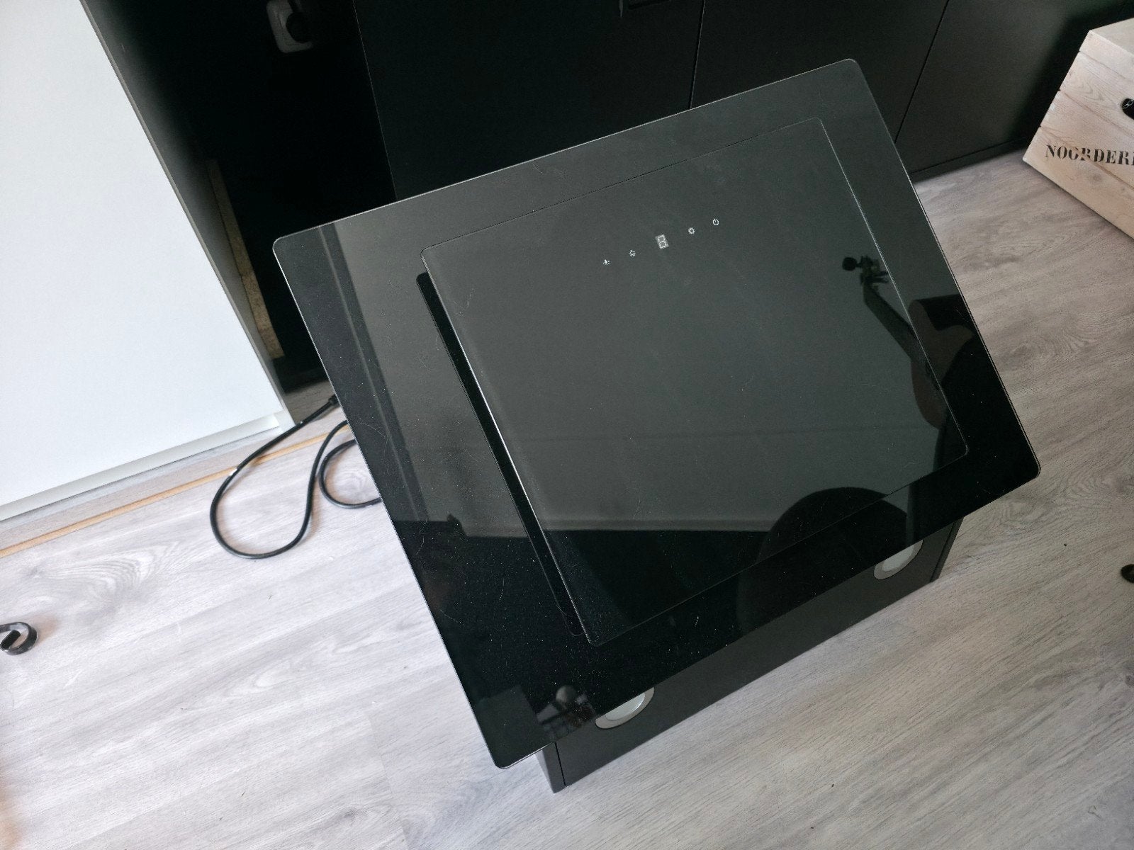 Bomann DU 7603 G zwarte glazen afzuigkap 60 cm – Touch – LED, Ophalen, 4 kookzones, Zo goed als nieuw, Vrijstaand