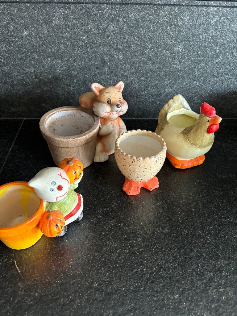 4 bloem/plantenpotjes, Rond, Ophalen of Verzenden, Zo goed als nieuw, Balkon
