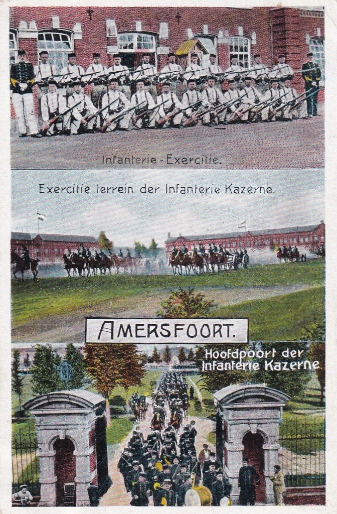Oude ansichtkaart Infanterie Kazerne Amersfoort, Ophalen of Verzenden, Voor 1920, Gelopen, Utrecht
