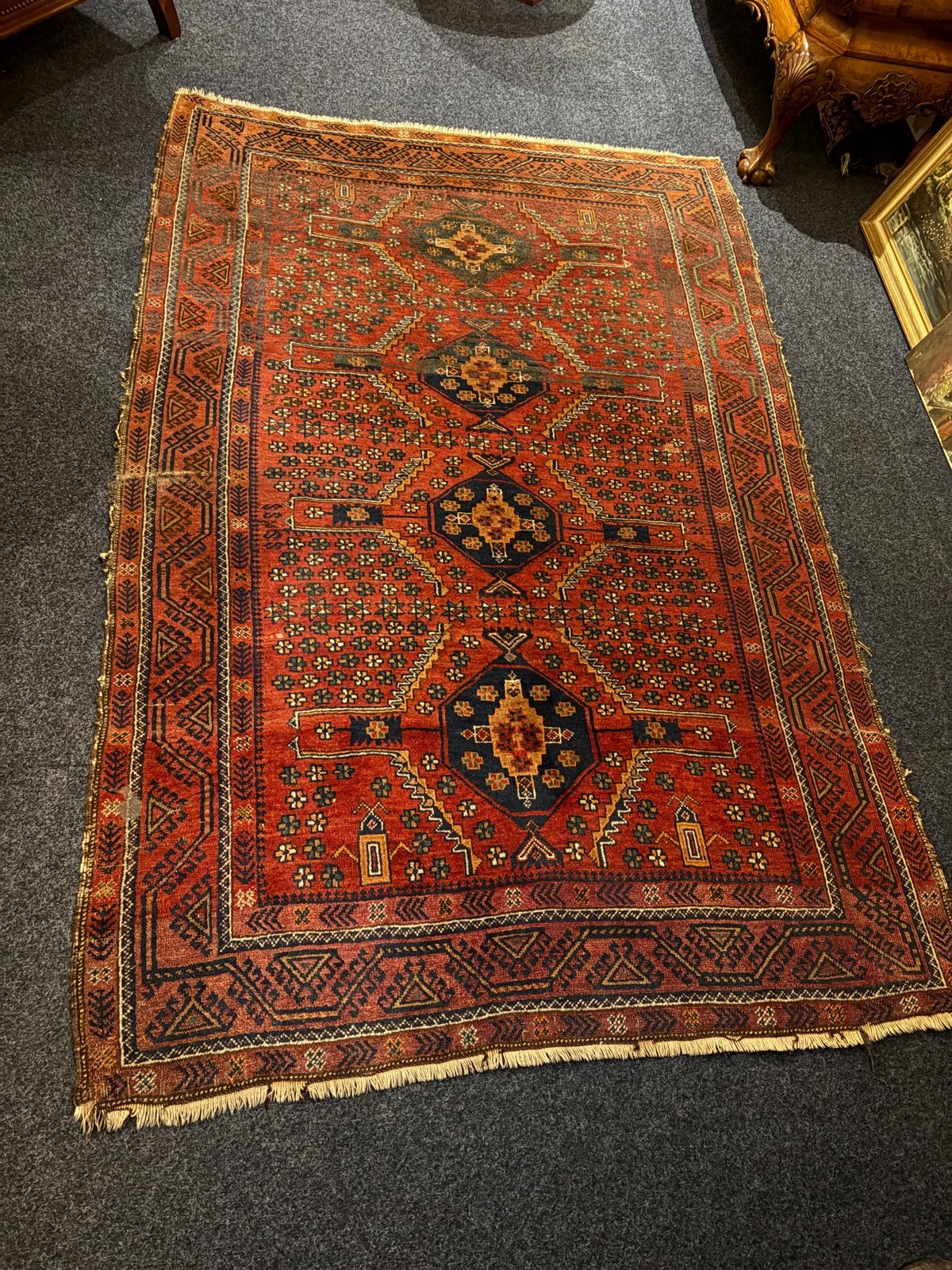 Antiek Perzisch tapijt, handgeknoopt, 205x130 cm, Ophalen of Verzenden