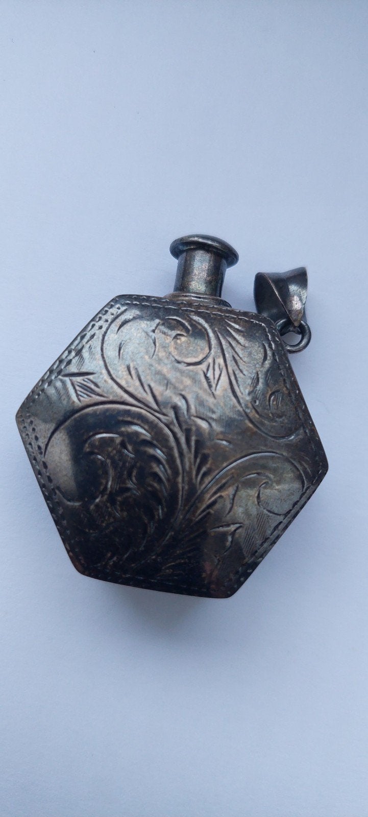 Vintage 925 zilveren 6 hoekige parfumfleshanger, Ophalen of Verzenden, Zilver
