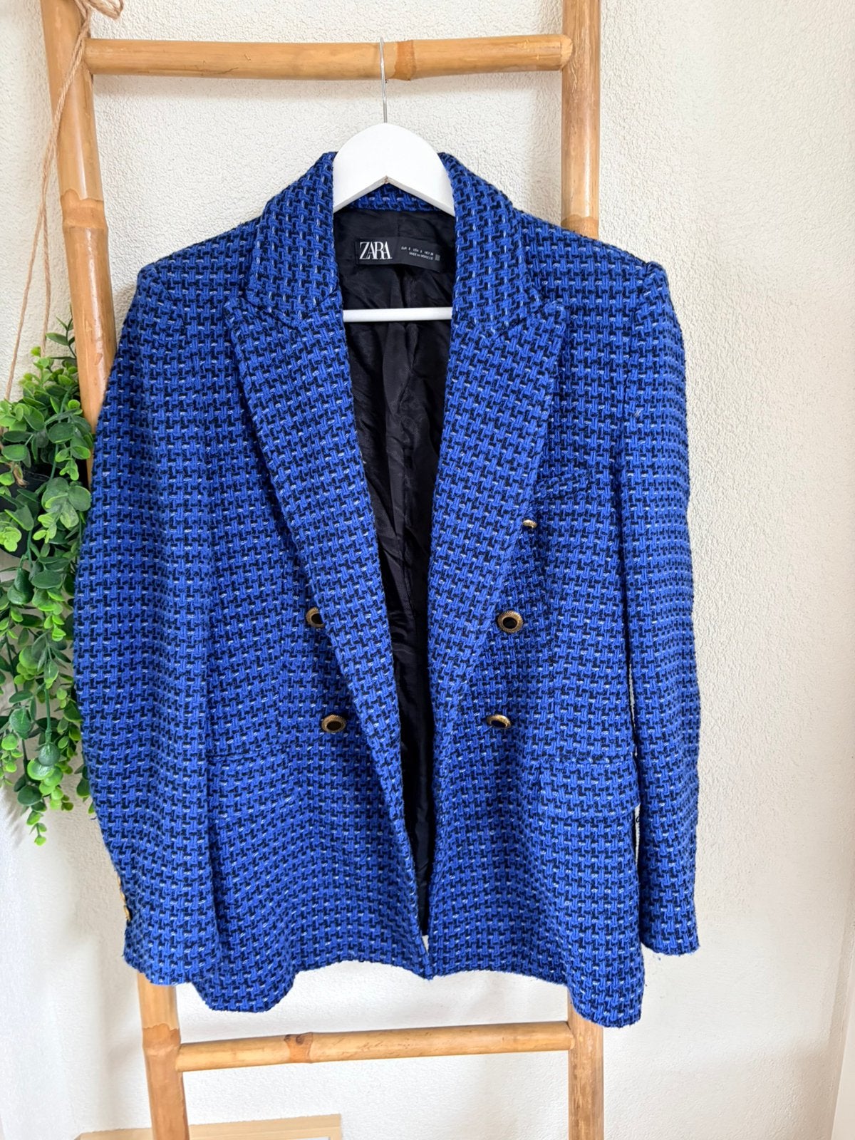 Zara boucle blazer maat S, Blauw, Ophalen of Verzenden, Zo goed als nieuw, Jasje