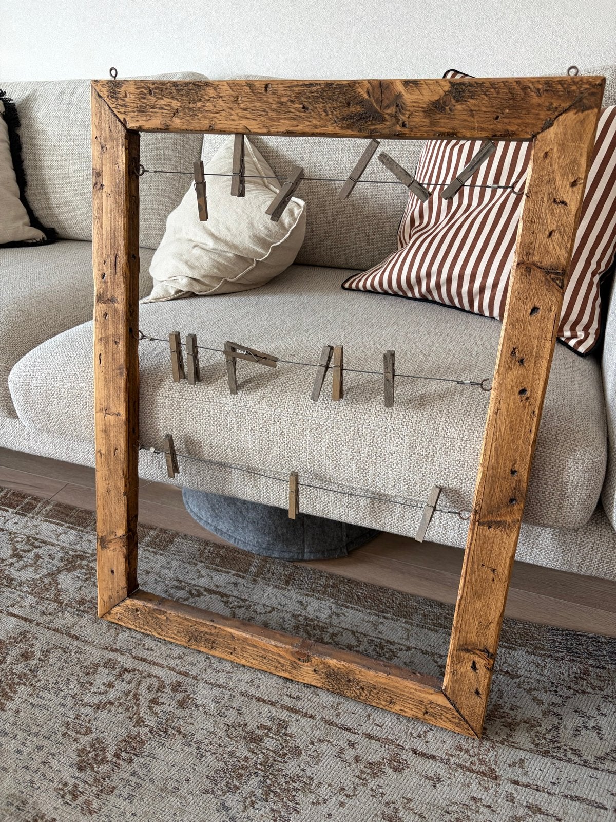 Houten fotolijst met knijpers - rustieke stijl, Ophalen, Zo goed als nieuw, 75 cm of meer, 50 tot 75 cm