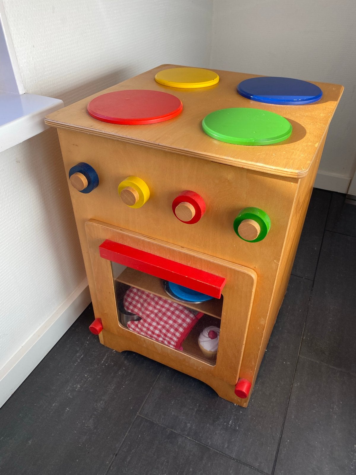 Houten speelkeuken met uitgebreide accessoires set, Ophalen, Zo goed als nieuw, Hout, Speelkeuken