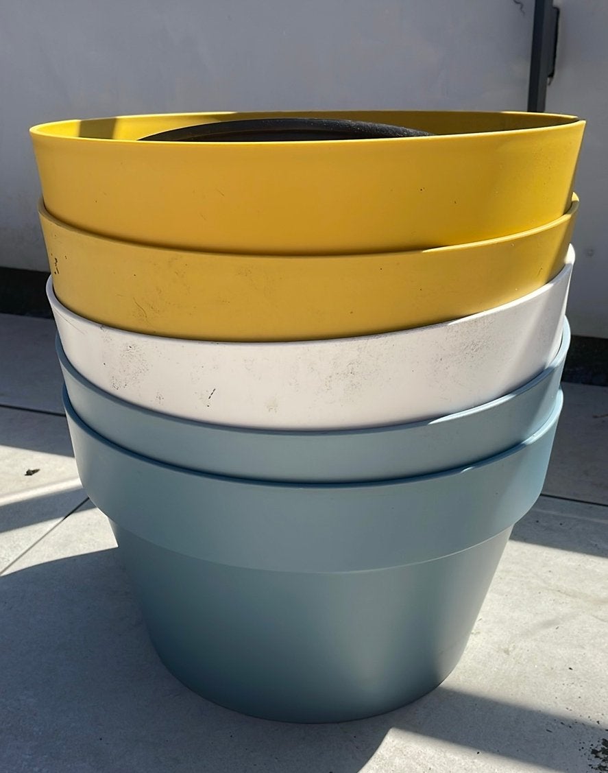 5x Elho Loft Urban Bloembakken 35x20 (oker, blauw, wit), Kunststof, Gebruikt, Minder dan 30 cm, Minder dan 60 cm
