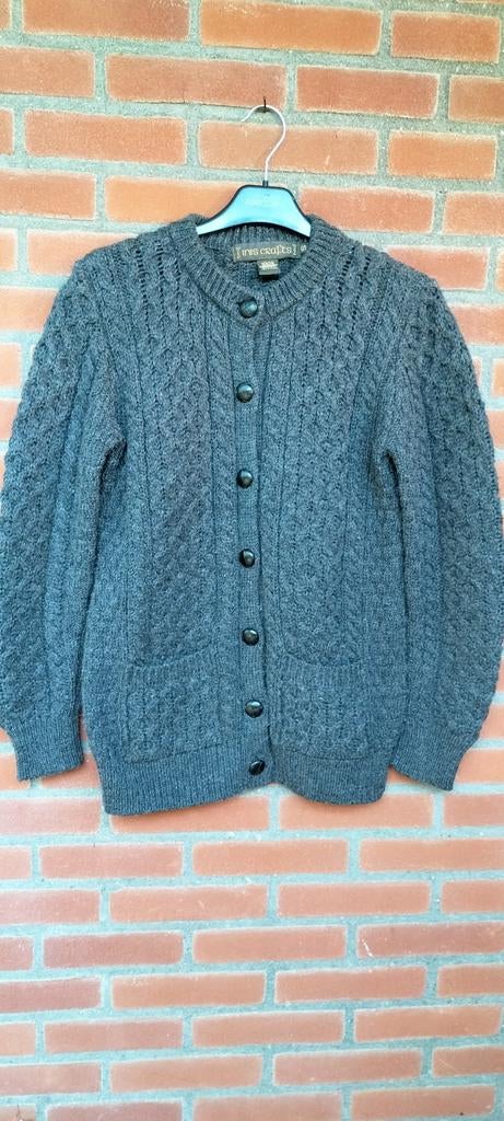 Inis Crafts grijs wollen gebreid vest S, Inis crafts, Ophalen of Verzenden, Zo goed als nieuw, Maat 36 (S)