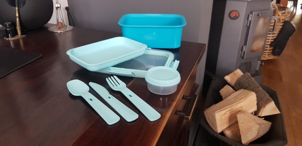 Lunchbox, blauw en groen, nieuw!, Blauw, Kunststof, Nieuw, Ophalen of Verzenden