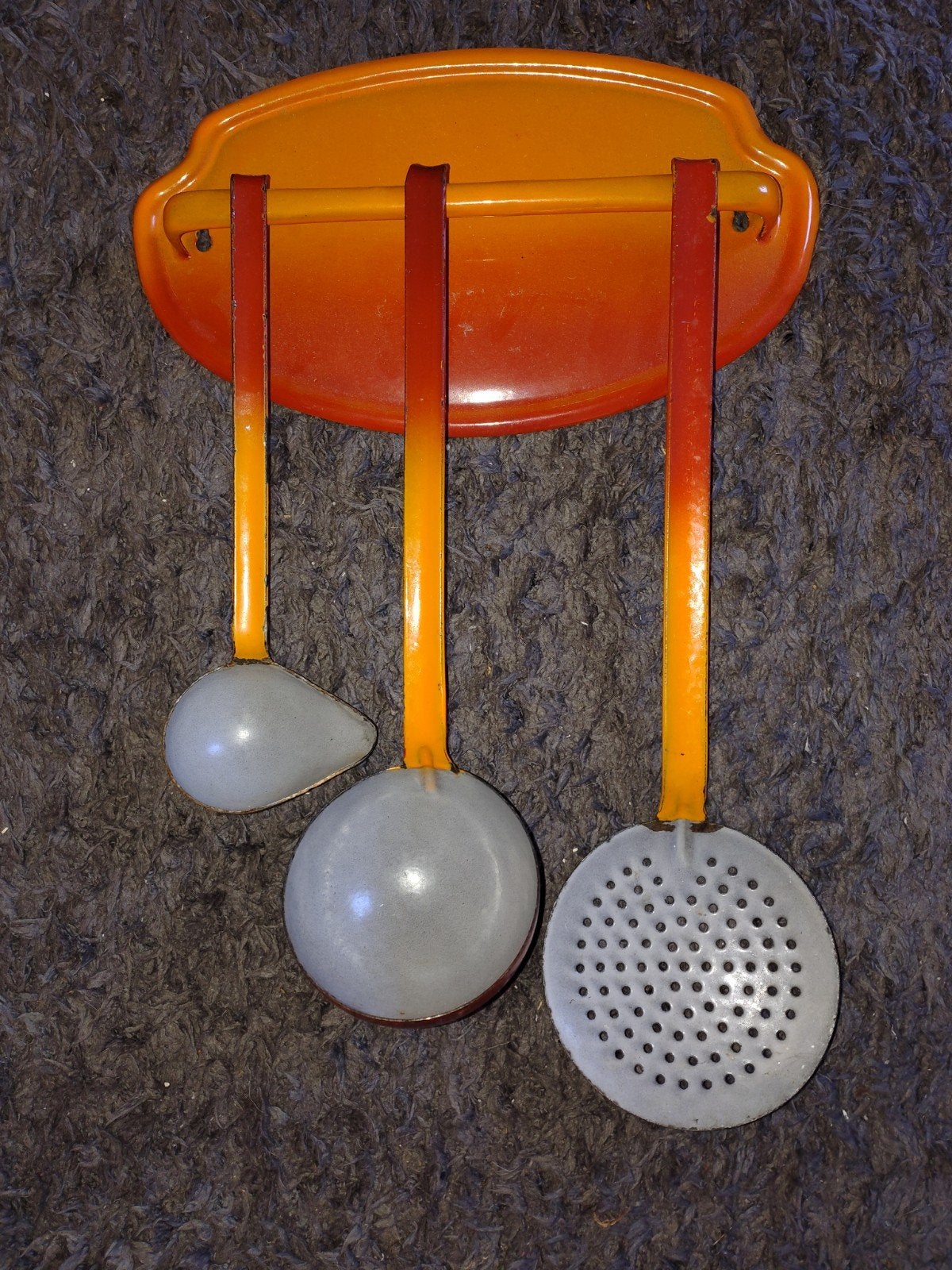 Vintage Le Creuset Keukengerei Set - Oranje/Rood, Le Creuset, Ophalen of Verzenden, Metaal, Meerkleurig