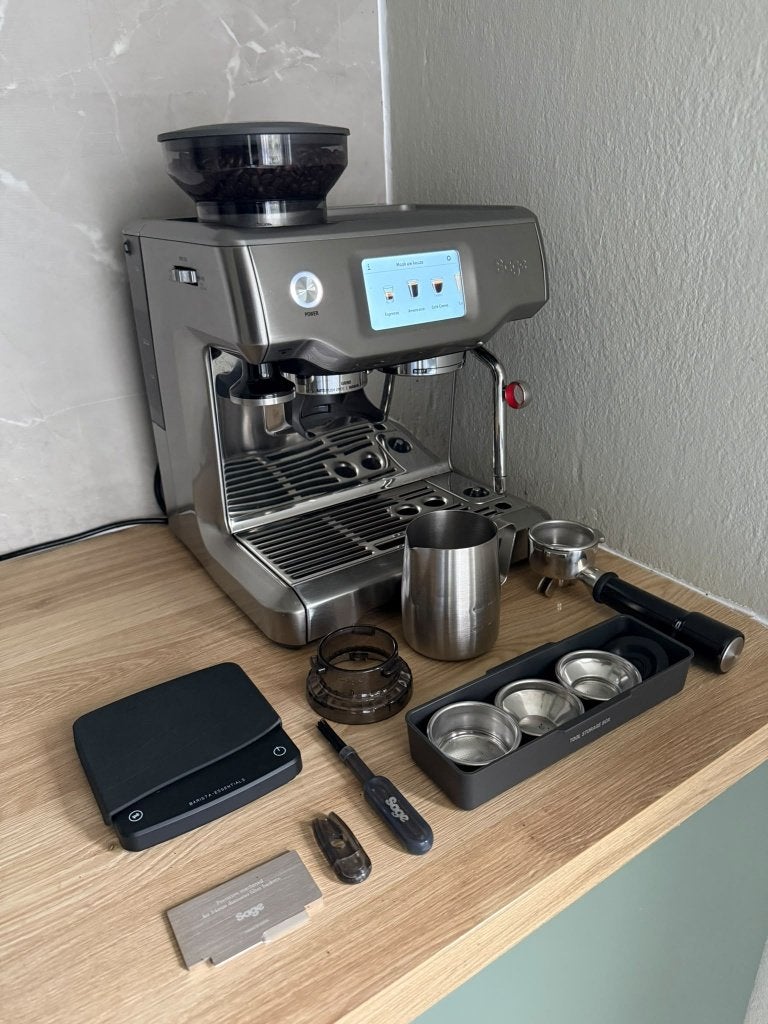 Sage Barista Touch (SES880) RVS incl auto timer weegschaal, Ophalen, 10 kopjes of meer, Koffiemachine, Koffiebonen