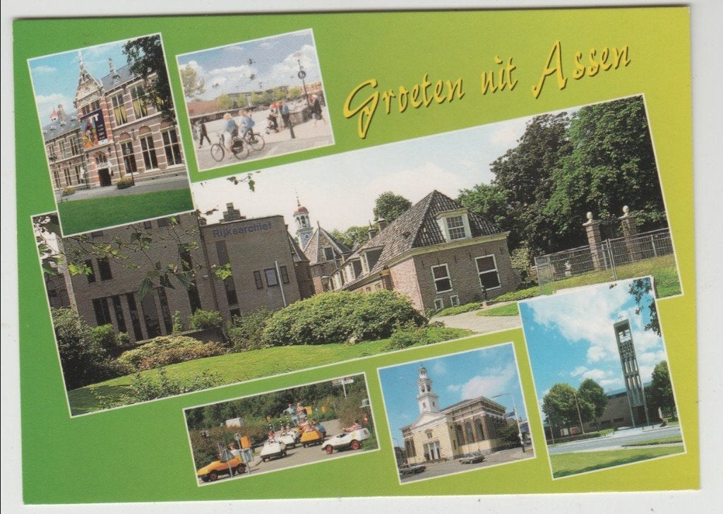 Assen 6 luik Gelopen 2003 Met zegel, Verzenden, 1980 tot heden, Gelopen, Drenthe