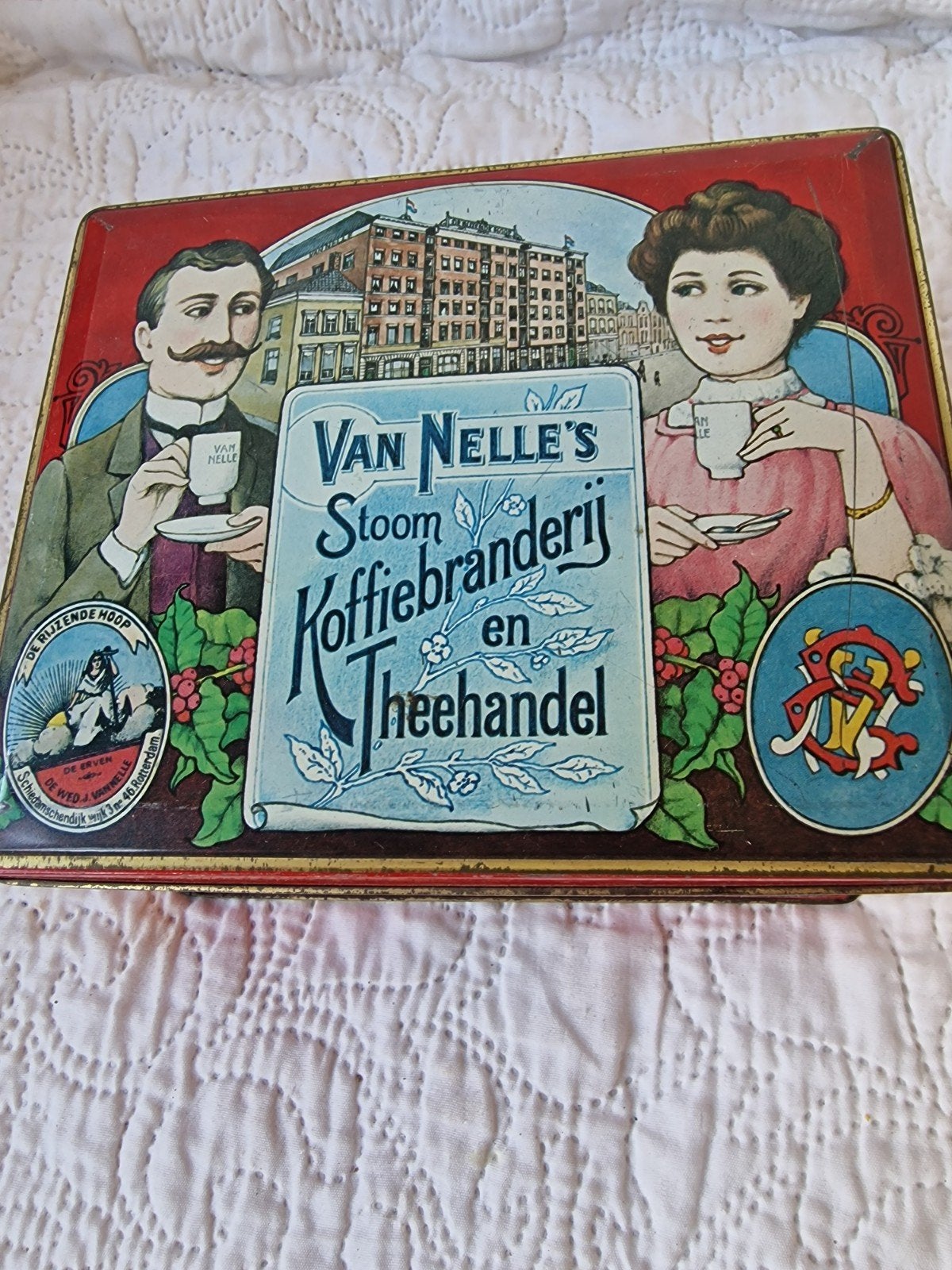 Vintage Van Nelle's Koffie Thee blik - De Rijzende Hoop, Ophalen of Verzenden