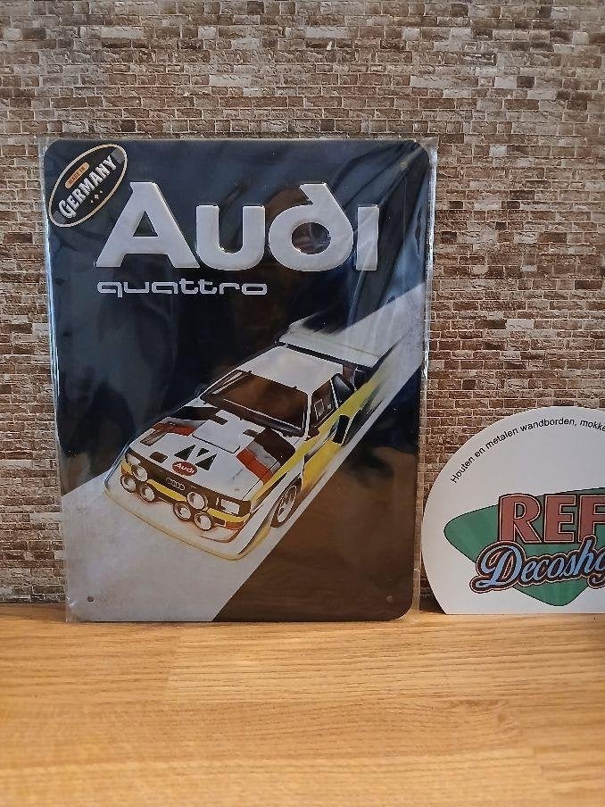 metalen 3d/reliëf bordje audi quattro, licentie, Ophalen of Verzenden, Nieuw, Reclamebord
