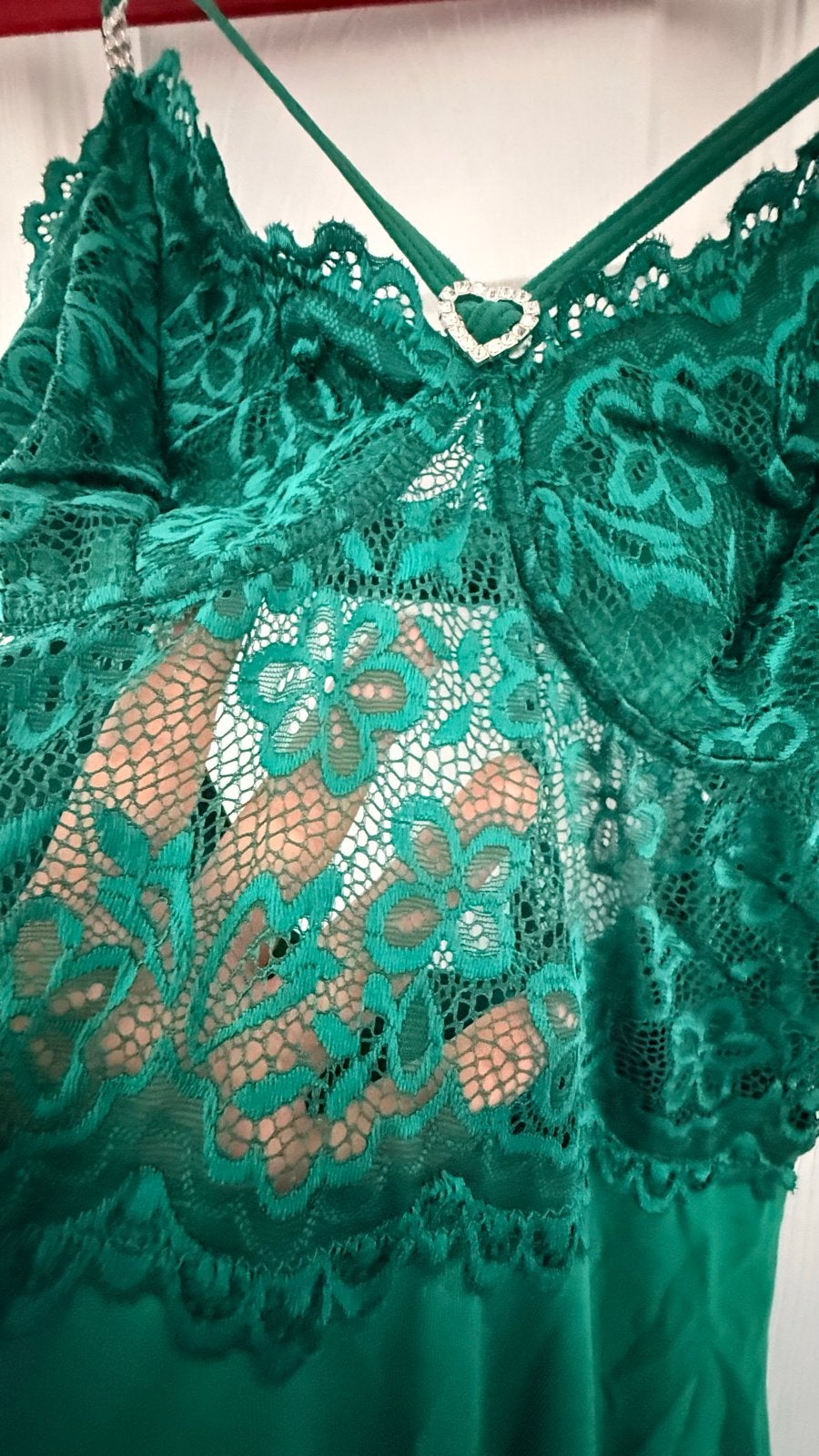 Groen Kanten Nachthemd met Hartje,, Ophalen of Verzenden, Groen, Nachtkleding