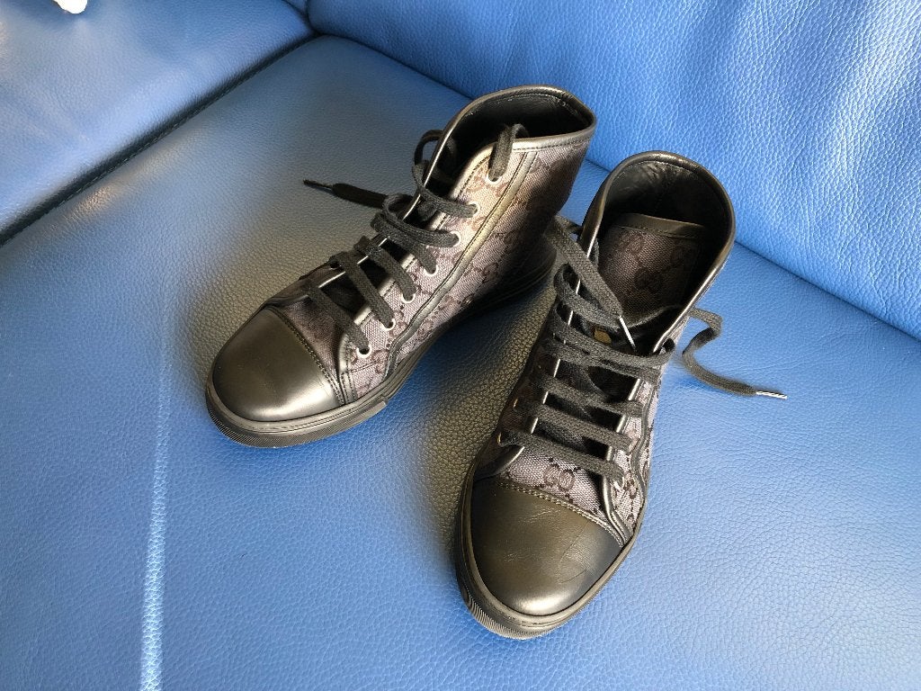 Gucci Monogram GG-Sneakers in zwart, Verzenden, Zo goed als nieuw, Zwart, Overige typen