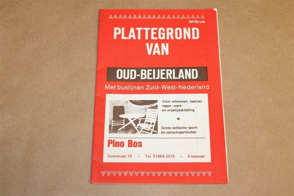 Plattegrond van Oud-Beijerland. Met buslijnen Zuid-West Ned., Gelezen, Ophalen of Verzenden, Landkaart, 1800 tot 2000