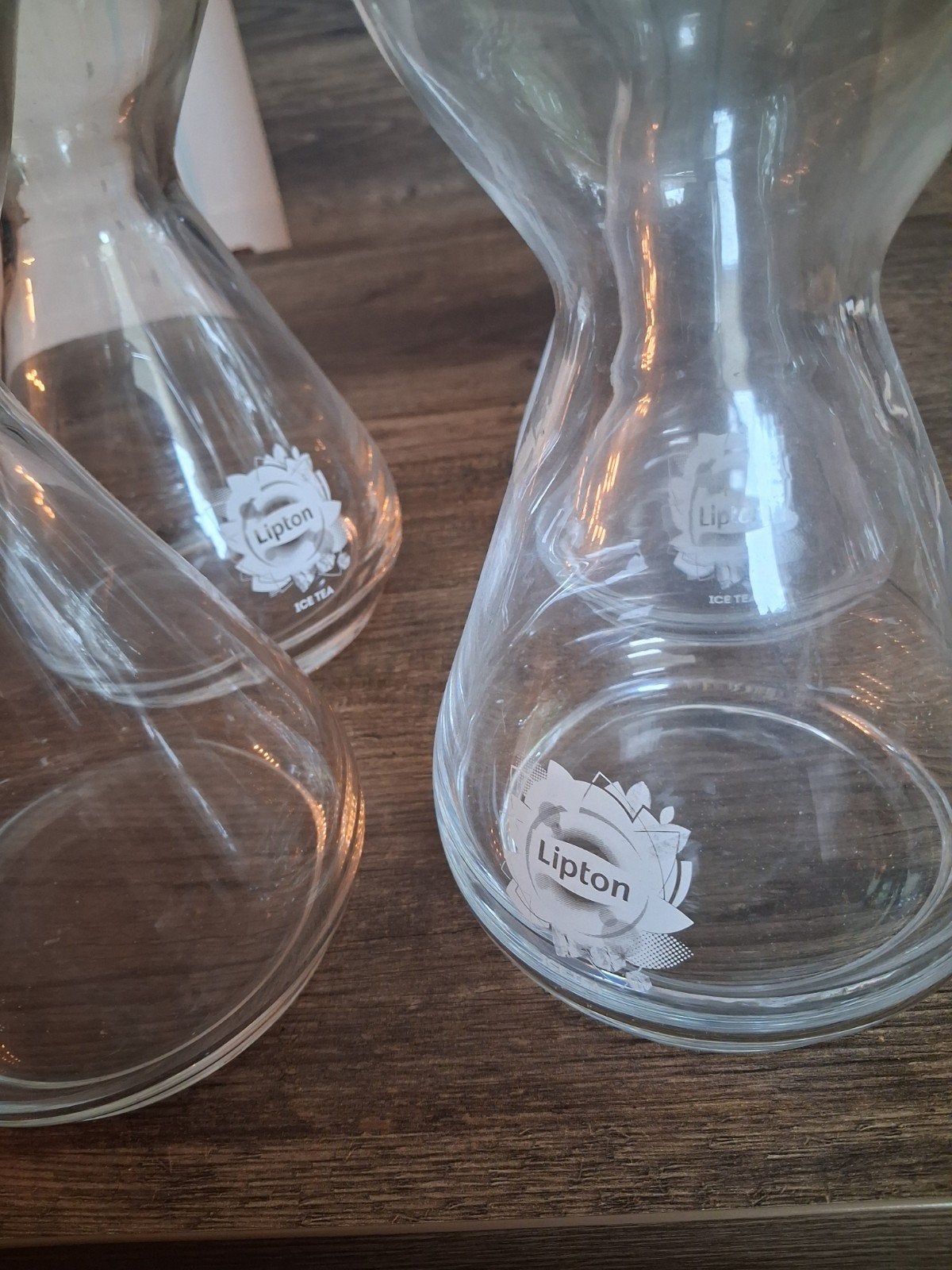 8 Lipton Ice Tea glazen vazen/kannen, Ophalen of Verzenden, Nieuw, Transparant, Glas