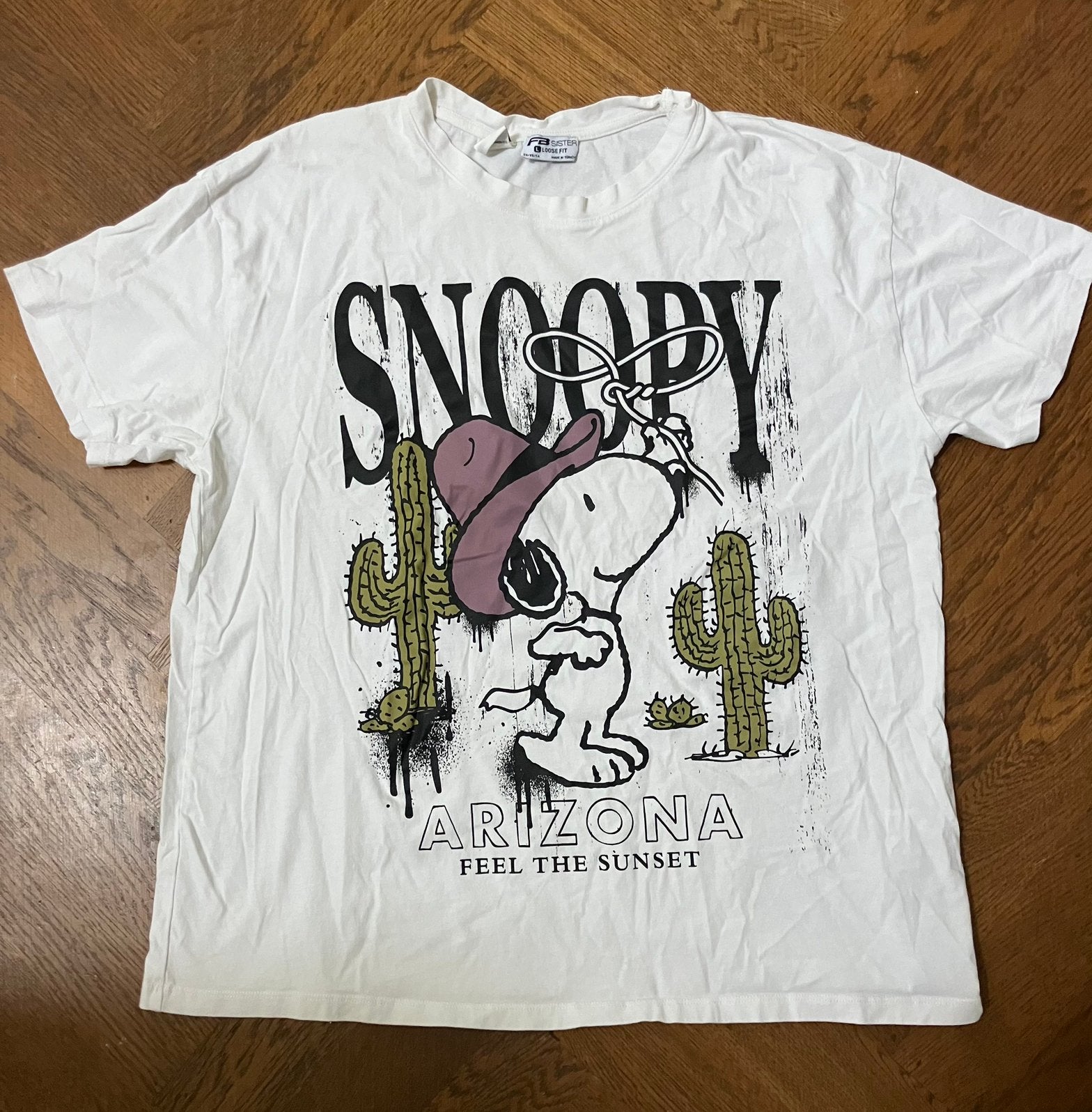 Peanuts Snoopy Arizona shirt, Zwart, Maat 42/44 (L), Ophalen of Verzenden, Zo goed als nieuw