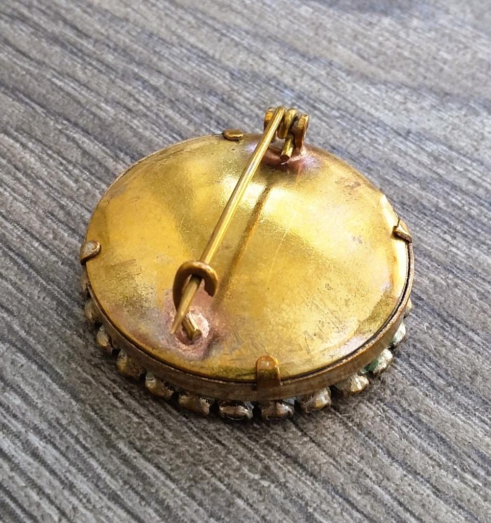 Omstreeks 1900 Antiek Foto Broche Sieraad Rouw Speld, Ophalen of Verzenden, Koper, Broche, Verguld