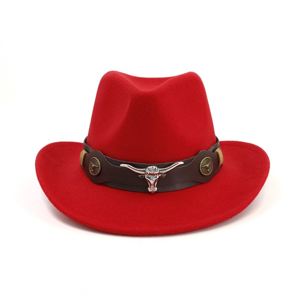 Rode cowboy hoed met stierenkop / heren dames mannen vrouwen, Verzenden, Nieuw, Hoed