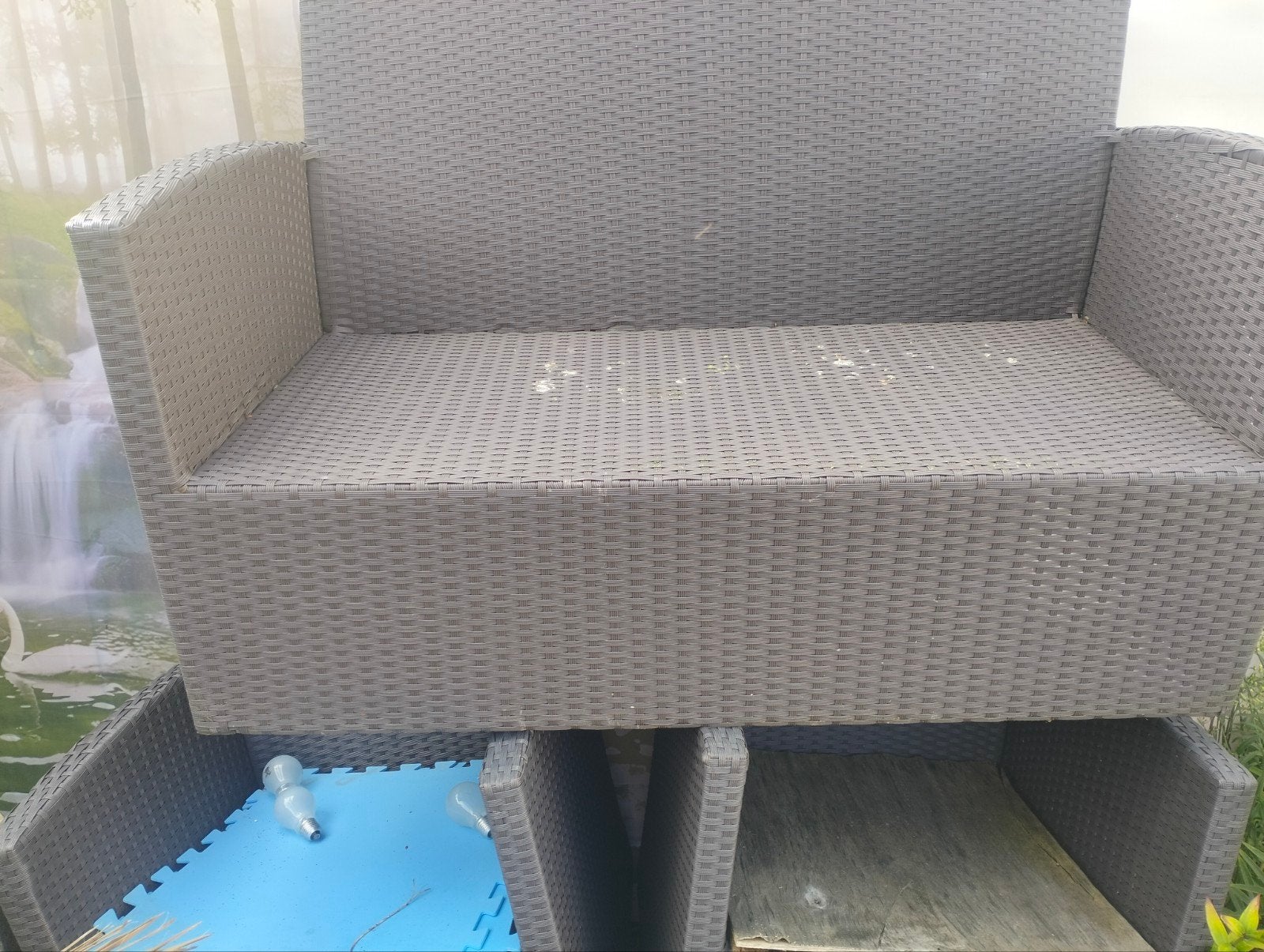 Wicker tuinset - 2 stoelen en 1 bank, Tuin en Terras, Ophalen, 4 zitplaatsen, Gebruikt, Wicker