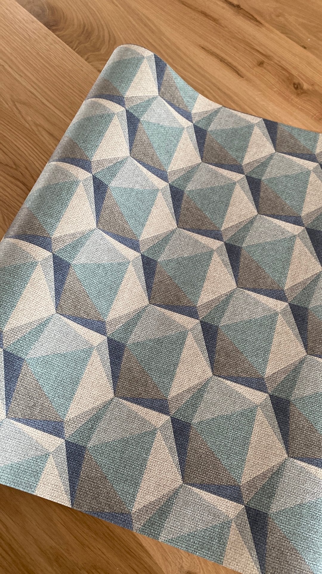 Modern Geometrisch Behang - Blauw/Grijs/beige/groen, Verzenden, Blauw