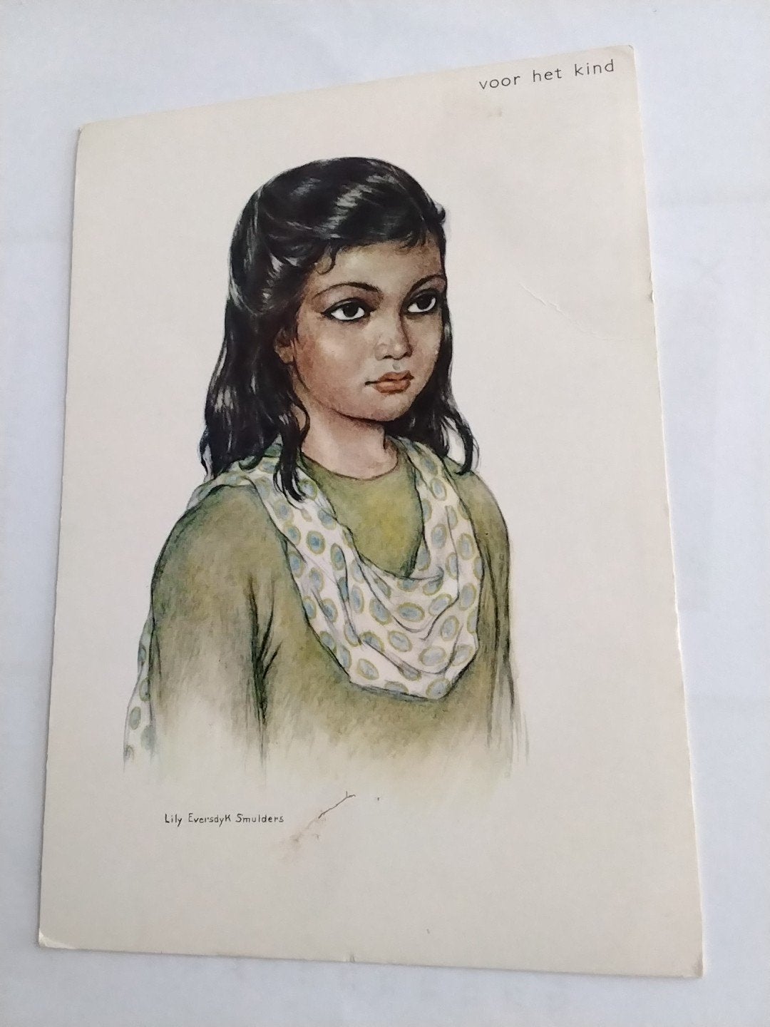 Vintage kaart: Indiaas Meisje - Lily Eversdijk Smulders, Ophalen of Verzenden, 1940 tot 1960, Gelopen, Kinderen