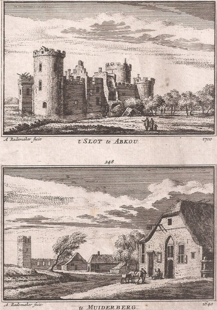 't Slot te Abcoude en te Muiderberg Kopergravures Rademaker, Antiek en Kunst, Ophalen of Verzenden, 16 cm, Landschap, 10 cm
