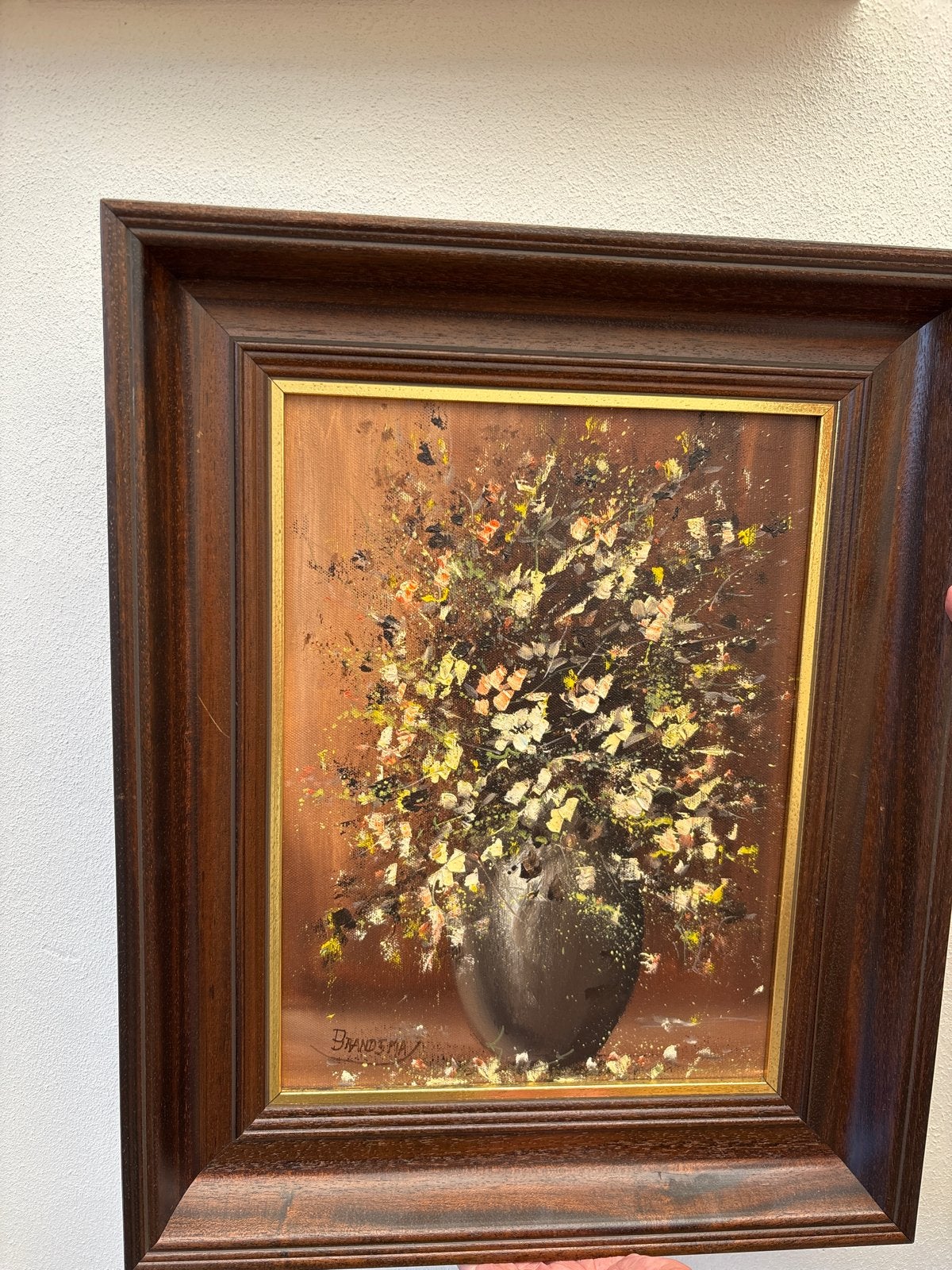 Schilderij 'Bloemen in vaas' van Brandsma, gesigneerd, Doek, Gesigneerd, Olieverf, Klassiek