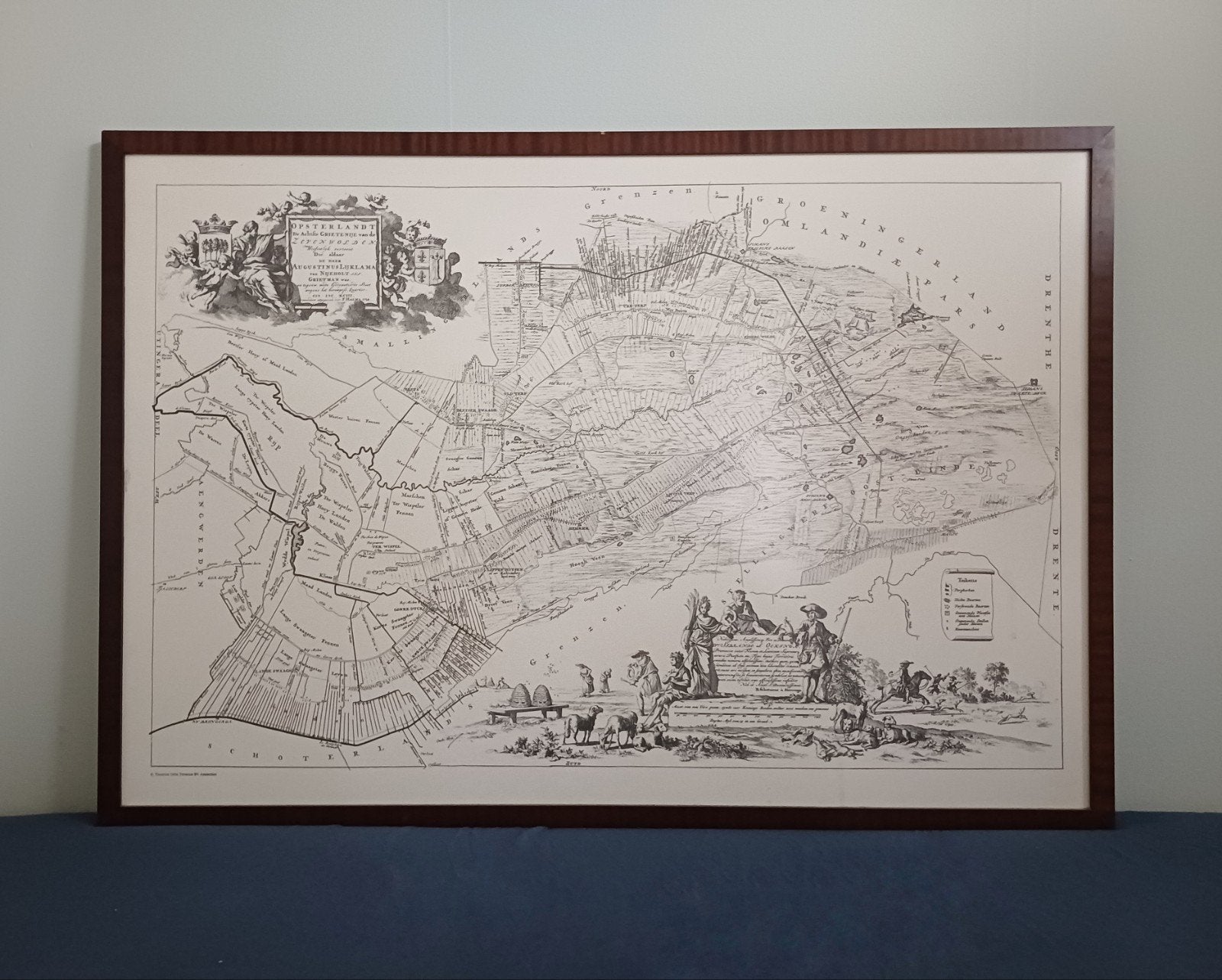 Oude facsimile Schotanus grote kaart Opsterlandt Zevenwolden, Ophalen of Verzenden