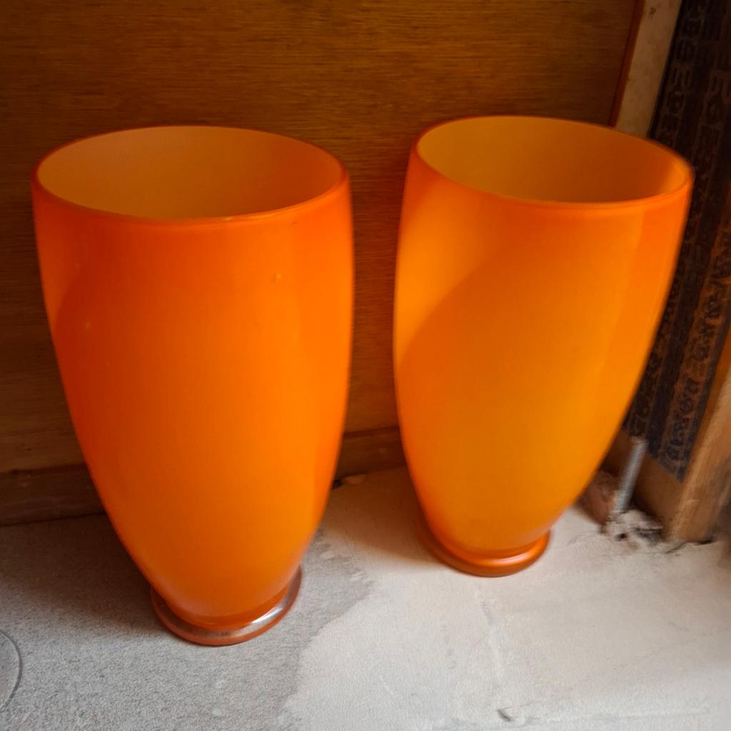 Set van 2 oranje glazen vazen/windlichten, Ophalen