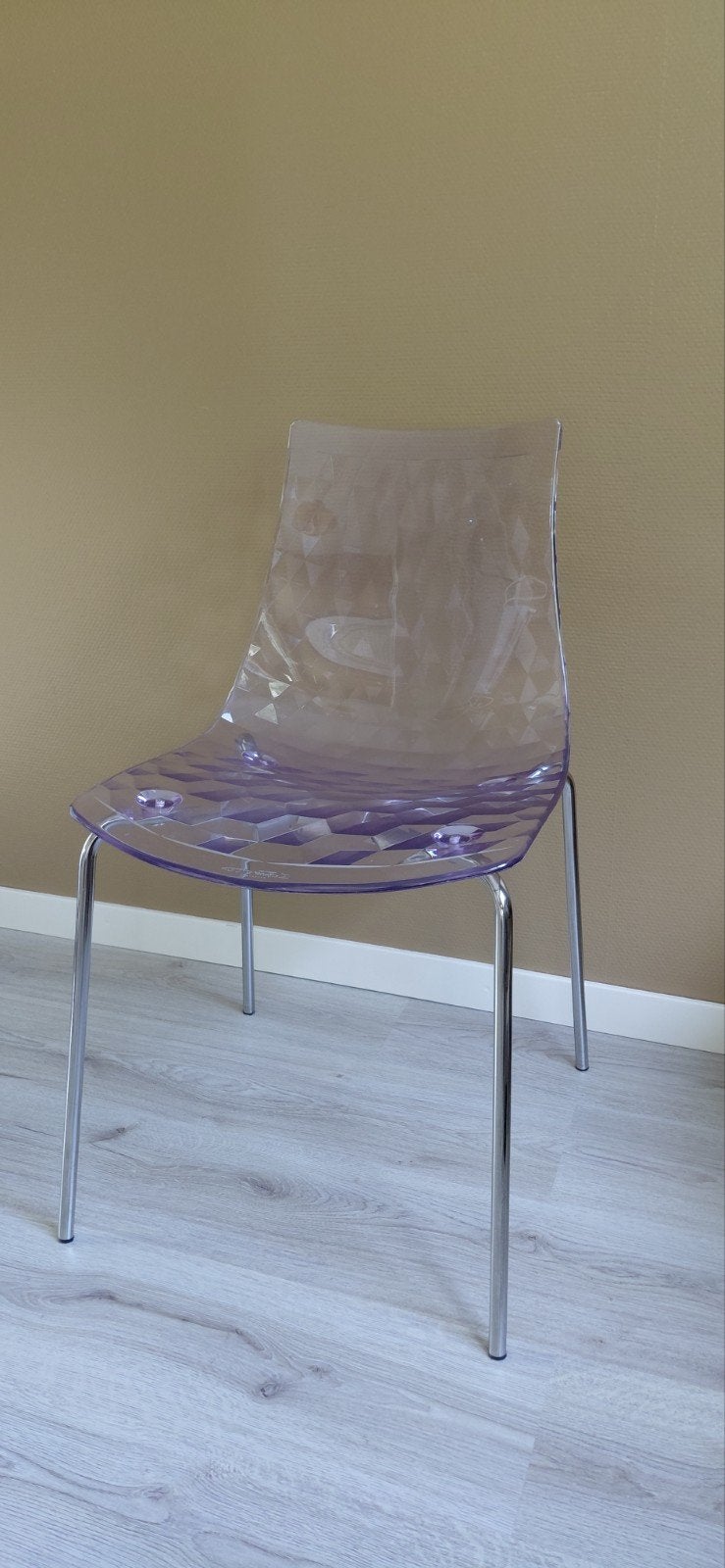 Calligaris 'Ice' Design Stoel – Transparant / Paars-Rookglas, Ophalen, Gebruikt, Overige kleuren, Eén