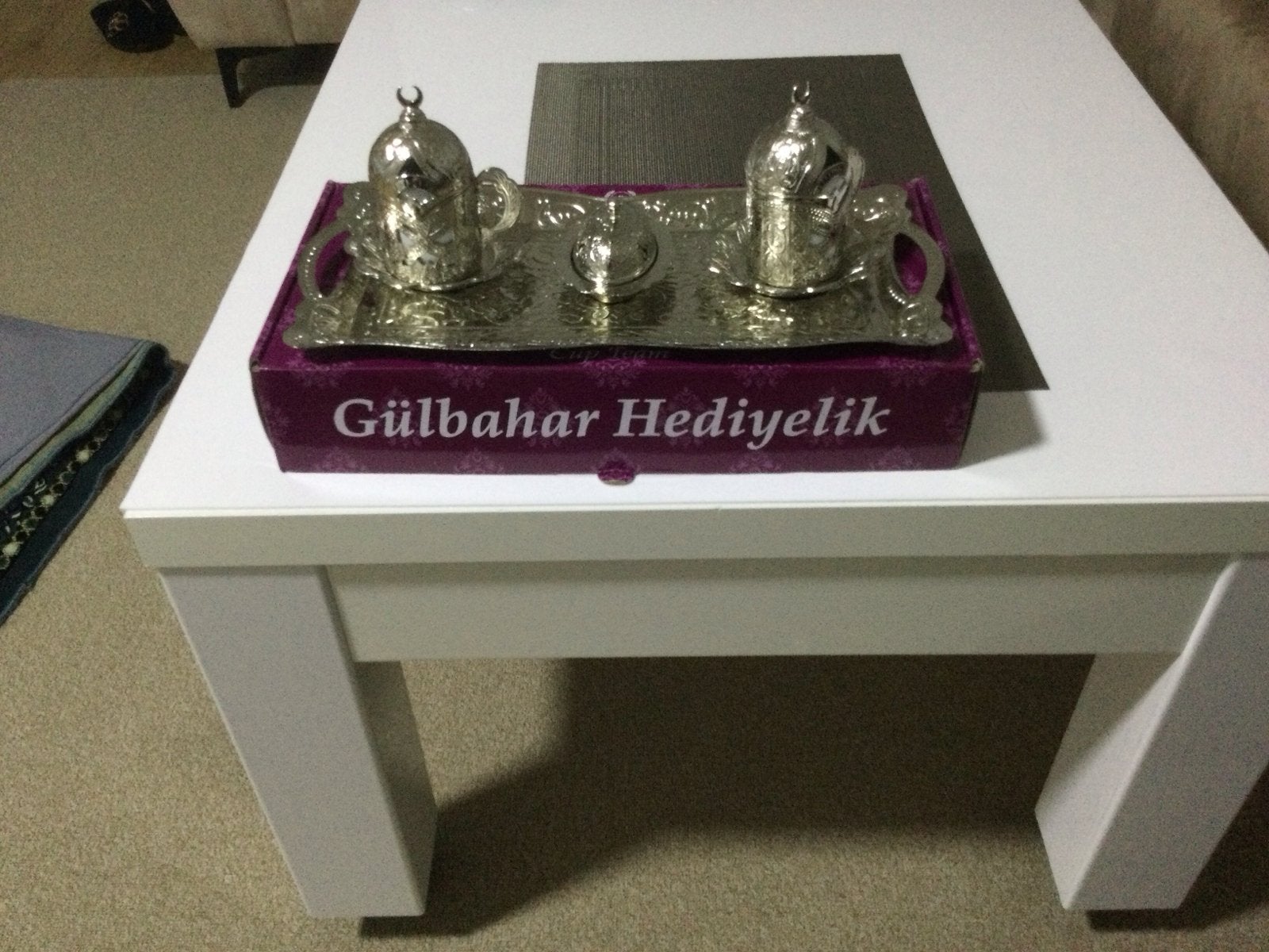 Turkse koffieset - Zilverkleurig met dienblad, Aziatisch, Overige merken, Nieuw, Ophalen of Verzenden
