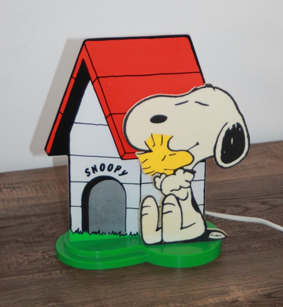 Vintage 70's Snoopy Tafel Lamp Nuova Linea Zero Italy, Ophalen of Verzenden, Snoopy, Gebruikt, Gebruiksvoorwerp