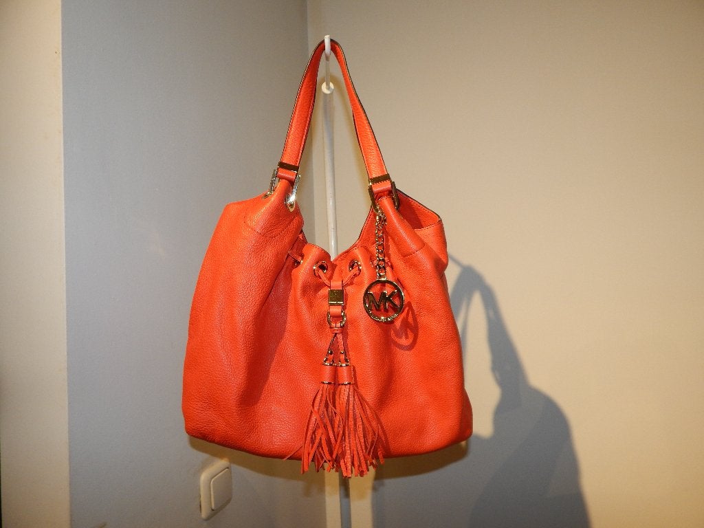 Michael Kors oranje leren ruime tas gouden hardware