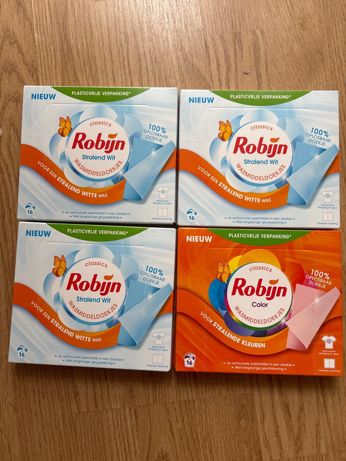 Robijn Wasdoekjes: Stralend Wit & Kleur (4x16 stuks), Verzenden, Nieuw