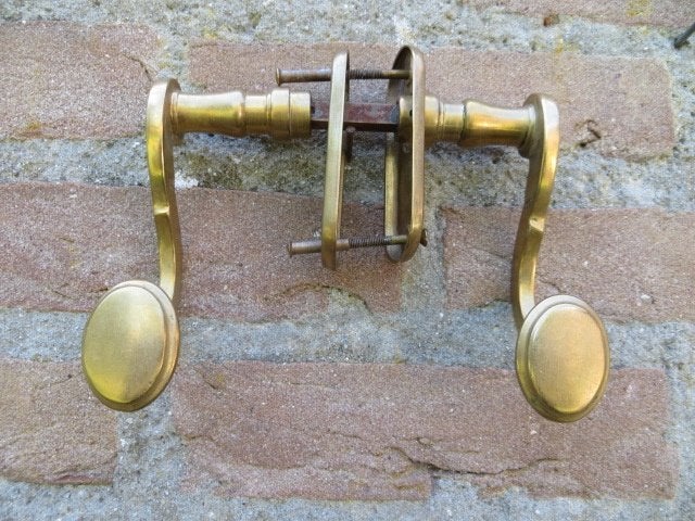 Koperen vintage deurklink in prima staat, Antiek en Kunst, Antiek | Koper en Brons, Ophalen of Verzenden, Koper