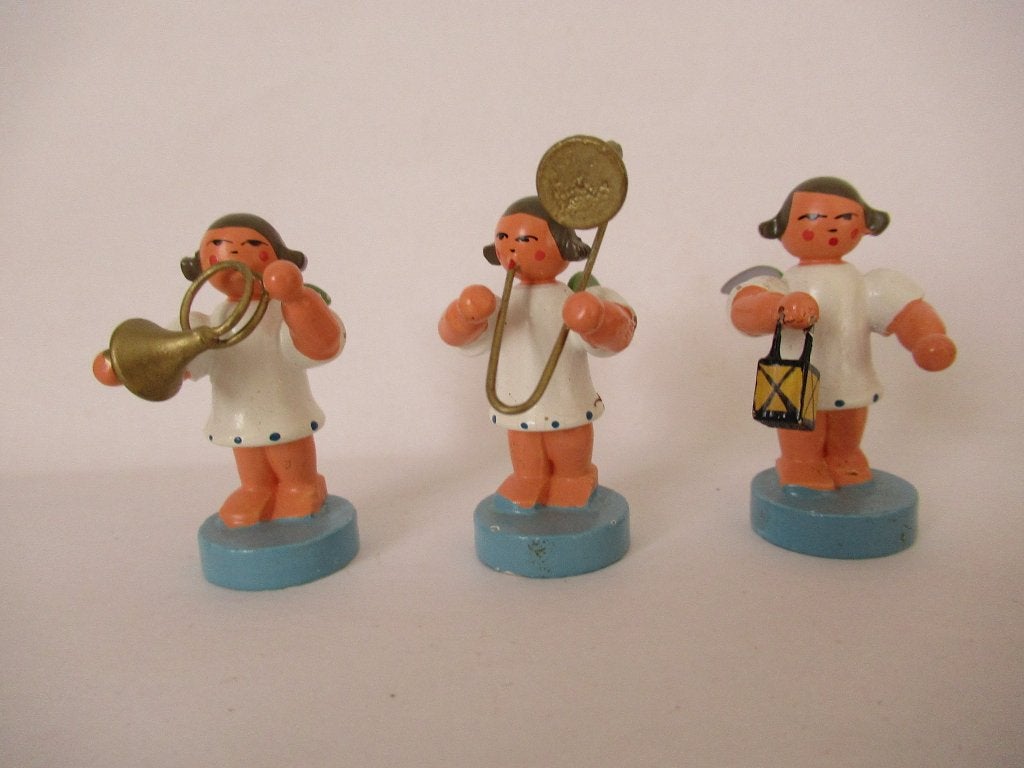 Vintage Erzgebirge houten engeltjes, 3 stuks, ESCO, Ophalen of Verzenden, Gebruikt