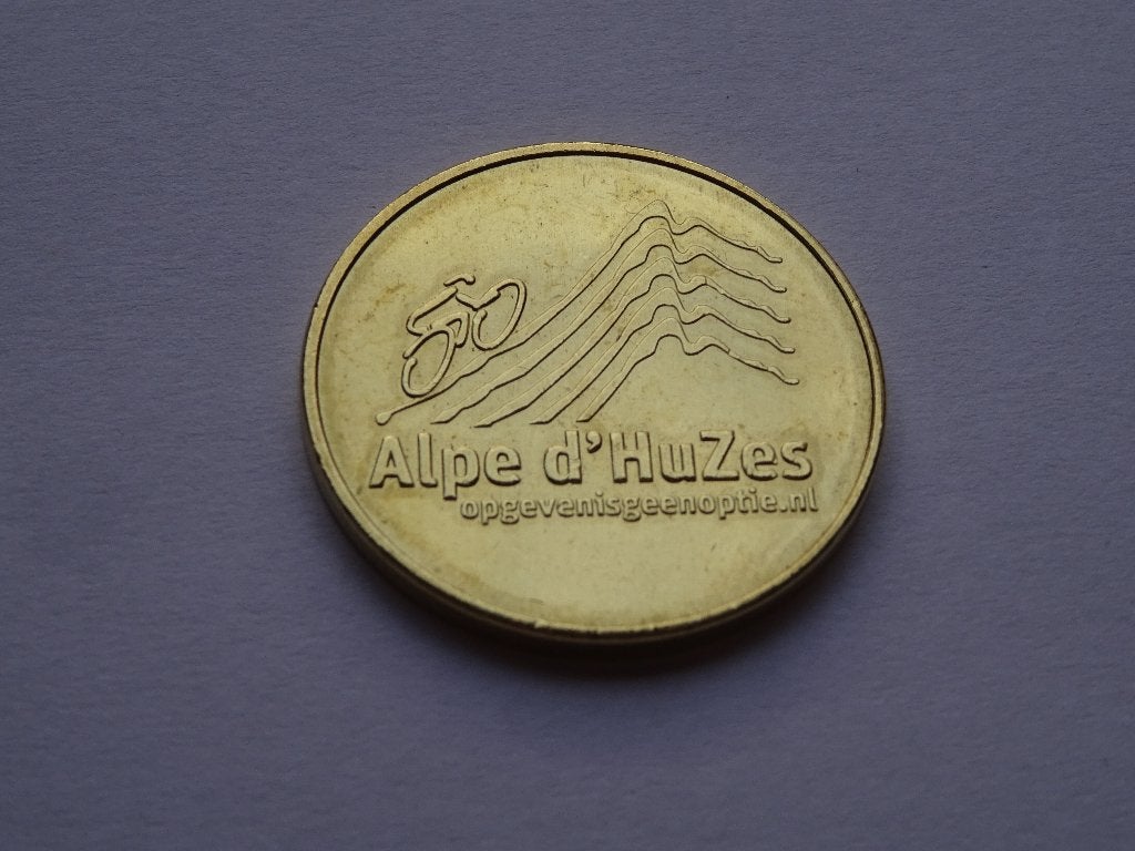 Alpe d'huzes munt 15 jaar #ad6 consumptiemunt, Ophalen of Verzenden, Overige materialen, Nederland