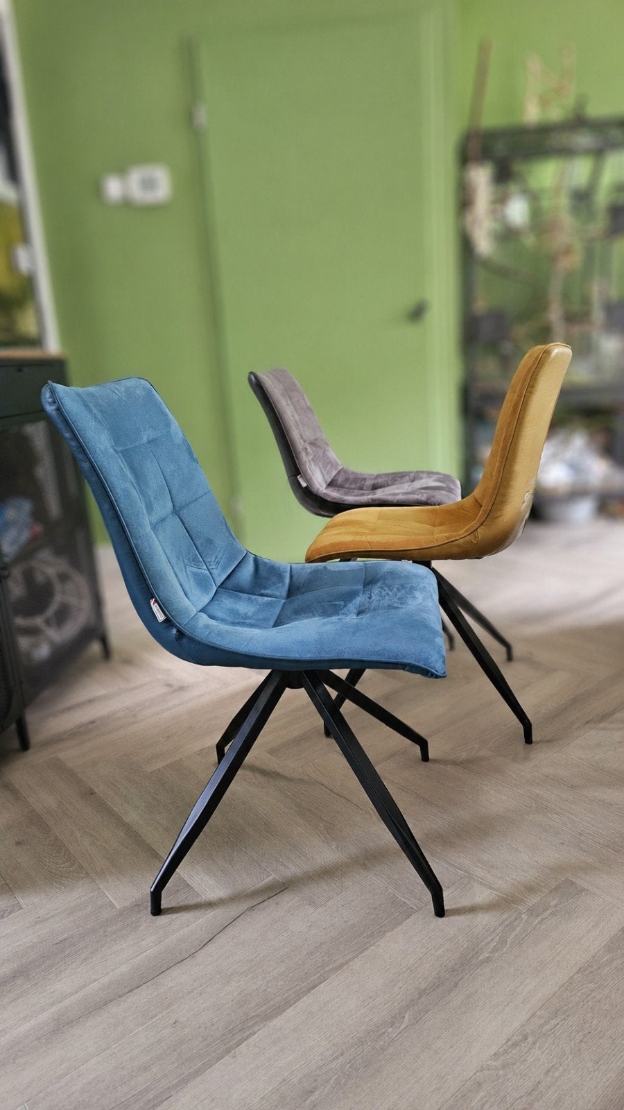 Vier eetkamerstoelen Movani, Ophalen, Gebruikt, Grijs, Vier