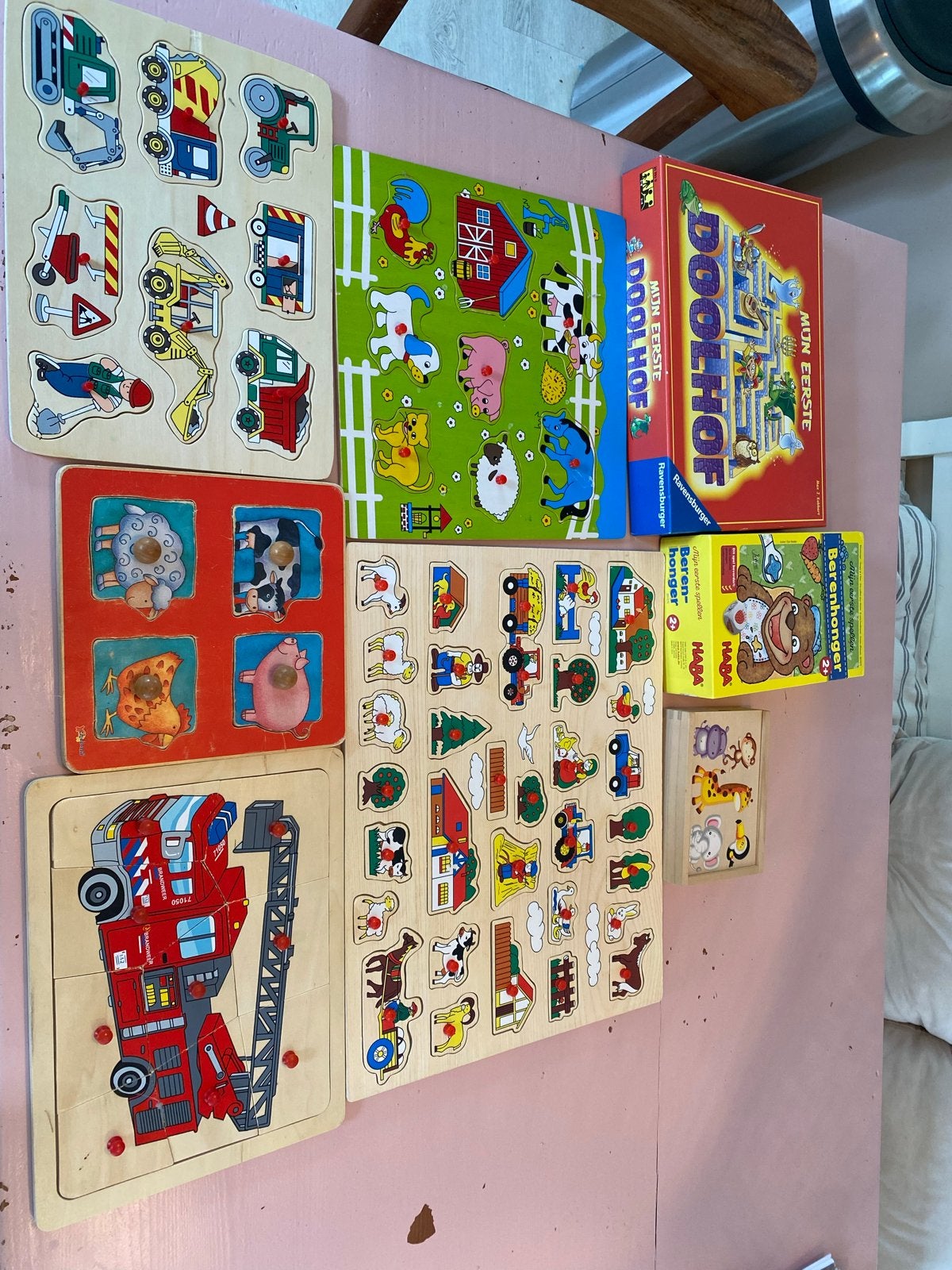 Diverse houten legpuzzels en spellen voor kinderen, Ophalen, Gebruikt, Overige typen