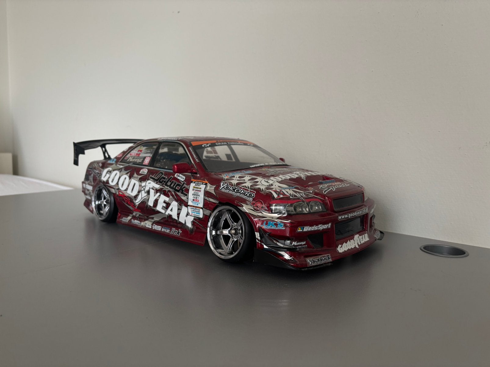 Yokomo kunny’z goodyear chaser jzx-100 rc drift body, Ophalen of Verzenden, Zo goed als nieuw, Schaal 1:10, Onderdeel