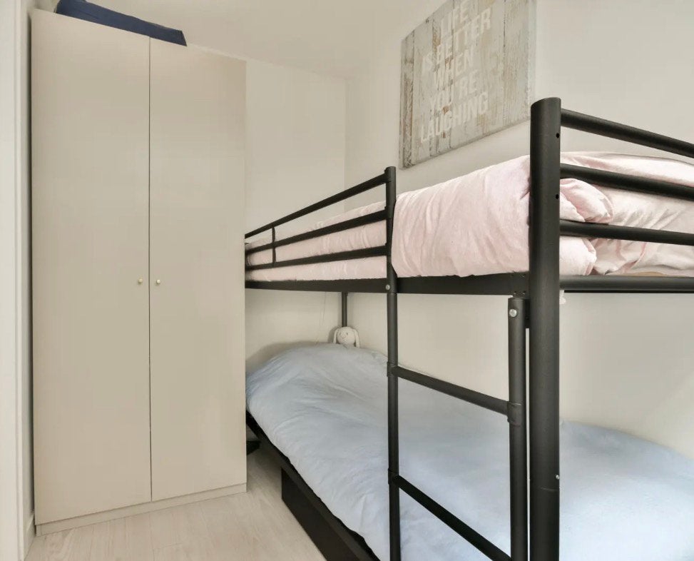 Stapelbed Bram + 2 Ikea matrassen, Ophalen, 90 cm, 160 tot 180 cm, Tweepersoons