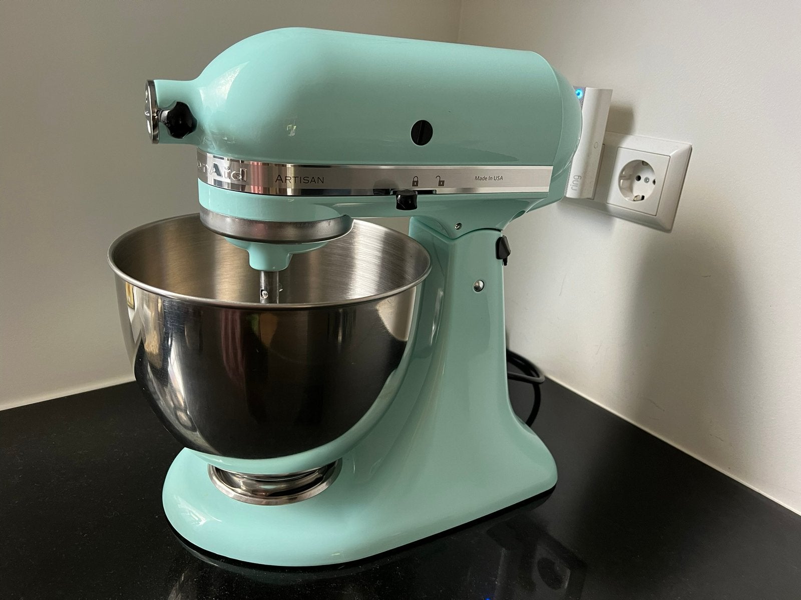 ZGAN KitchenAid Artisan Mixer 5KSM175PS IJsblauw, 4 liter of meer, Ophalen, Zo goed als nieuw, 3 snelheden of meer